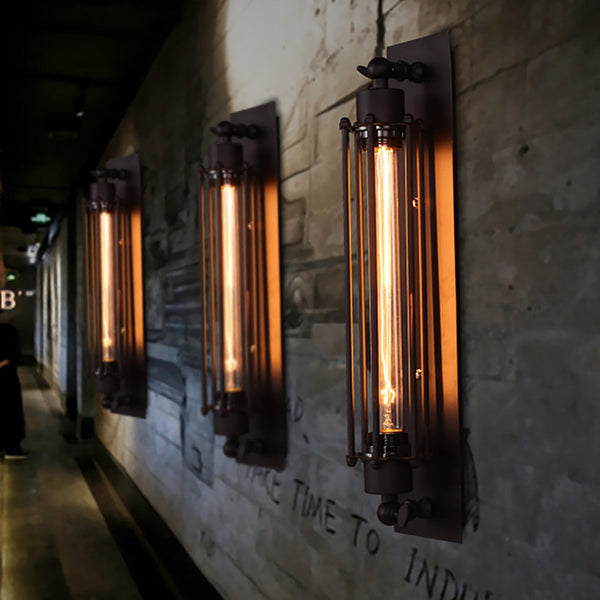 Vintage Industrial Antique Iron Wall Light Fixture - Retro Indoor Lighting for Cafes, Corridors, and Aisles