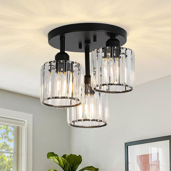Elegant Modern Crystal Semi-Flush Ceiling Light Fixture - Stylish Home Lighting for Living Room, Bedroom & Dining Room