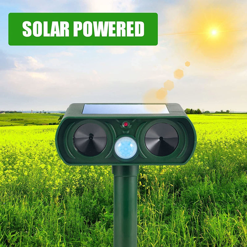 Solar-Powered Ultrasonic Animal Repellent - Eco-Friendly Pest Control Device for Gardens & Yards