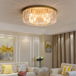 Elegant Crystal Flush Mount Ceiling Light Fixture for Living Room - Modern Design, Energy Efficient, Easy Installation