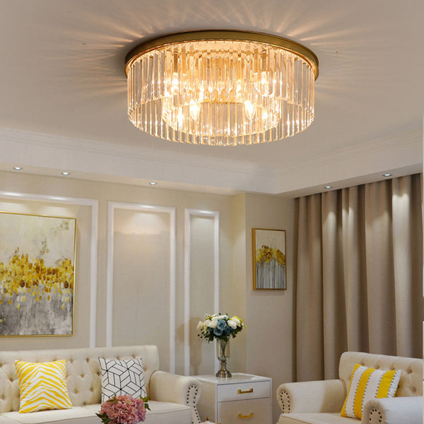 Elegant Crystal Flush Mount Ceiling Light Fixture for Living Room - Modern Design, Energy Efficient, Easy Installation