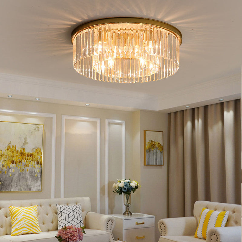 Elegant Crystal Flush Mount Ceiling Light Fixture for Living Room - Modern Design, Energy Efficient, Easy Installation