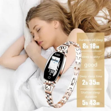 Waterproof Smart Fitness Bracelet for Women - Heart Rate & Blood Pressure Monitor, Activity Tracker, Stylish Design