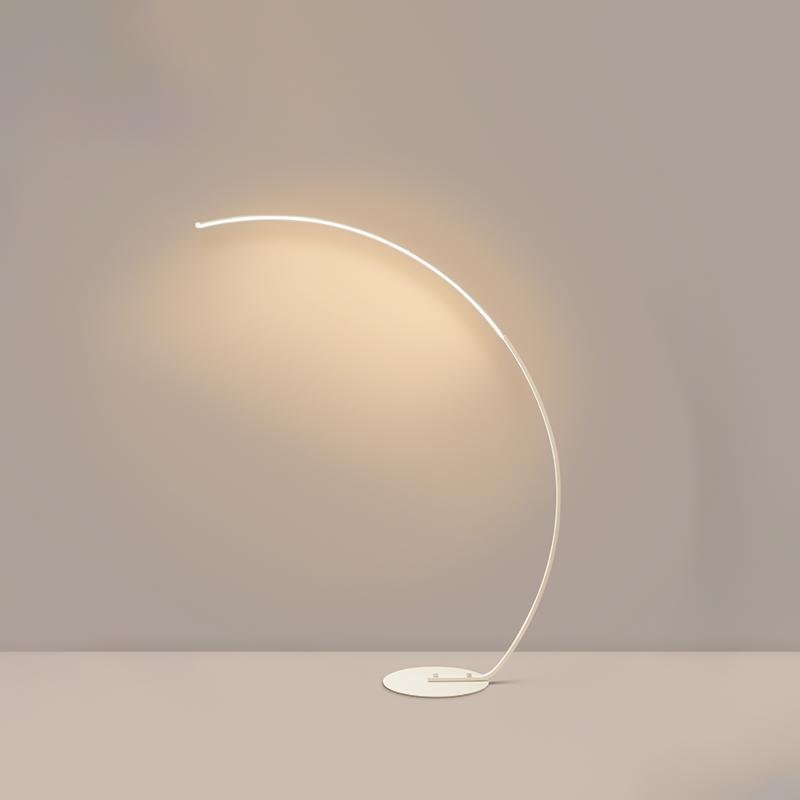 Modern Black Aluminum LED Dimmable Arc Floor Lamp - Adjustable Brightness & Stylish Design for Living Room & Office