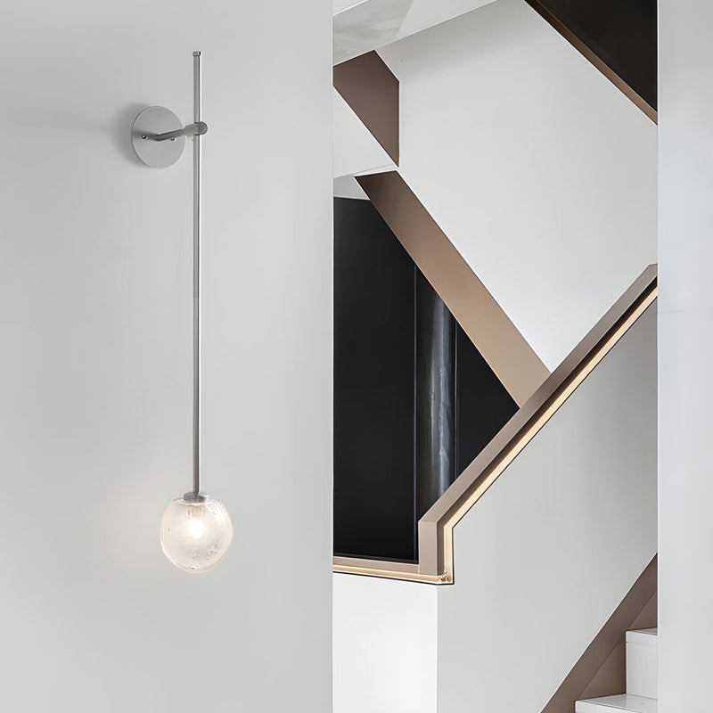 Modern 1-Light Glass Bubble Globe Slim Wall Sconce - Stylish & Elegant Lighting Fixture for Home Decor