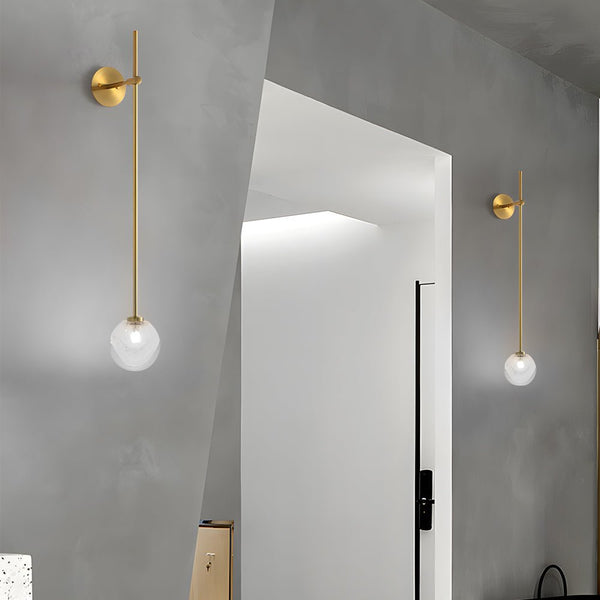 Modern 1-Light Glass Bubble Globe Slim Wall Sconce - Stylish & Elegant Lighting Fixture for Home Decor