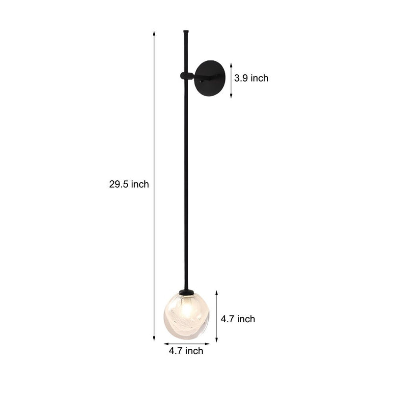 Modern 1-Light Glass Bubble Globe Slim Wall Sconce - Stylish & Elegant Lighting Fixture for Home Decor