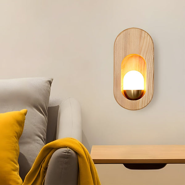 Elegant 1-Light Oval Wall Sconce in Walnut Wood Finish - Modern Home Lighting Accent