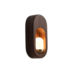 Elegant 1-Light Oval Wall Sconce in Walnut Wood Finish - Modern Home Lighting Accent
