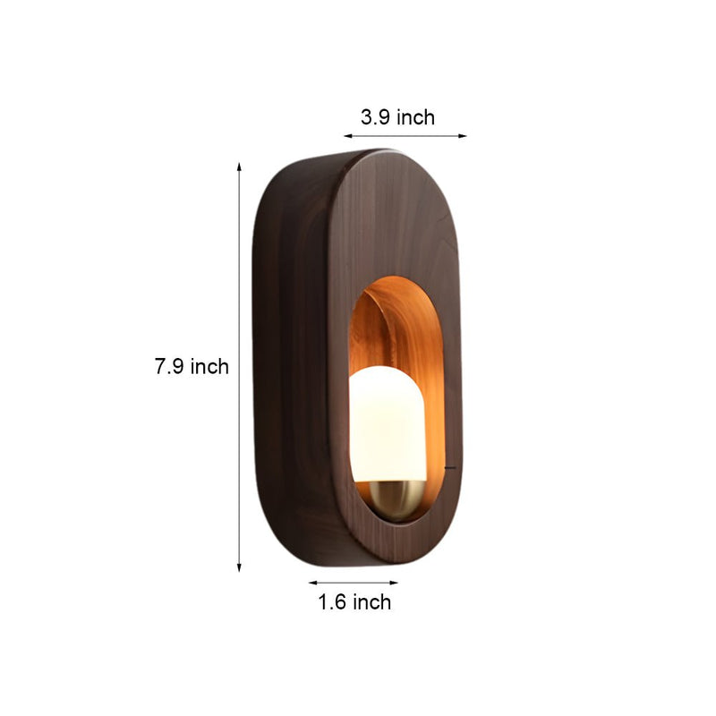 Elegant 1-Light Oval Wall Sconce in Walnut Wood Finish - Modern Home Lighting Accent