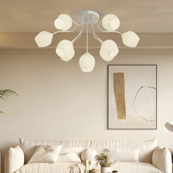 Elegant French Style Ceiling Light with 10 Flower Heads - Creative Three-Step Dimming Feature