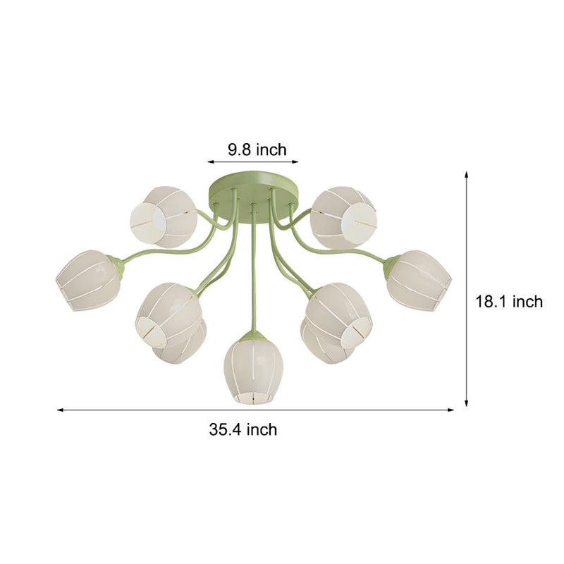 Elegant French Style Ceiling Light with 10 Flower Heads - Creative Three-Step Dimming Feature