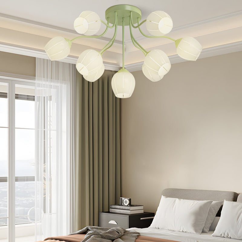 Elegant French Style Ceiling Light with 10 Flower Heads - Creative Three-Step Dimming Feature