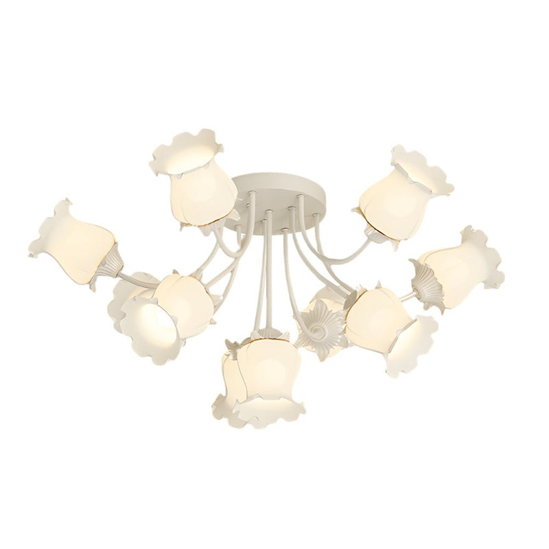 Modern 3-Step Dimming Ceiling Light Fixture with 10 Elegant White Flower Designs - Stylish Home Lighting Solution