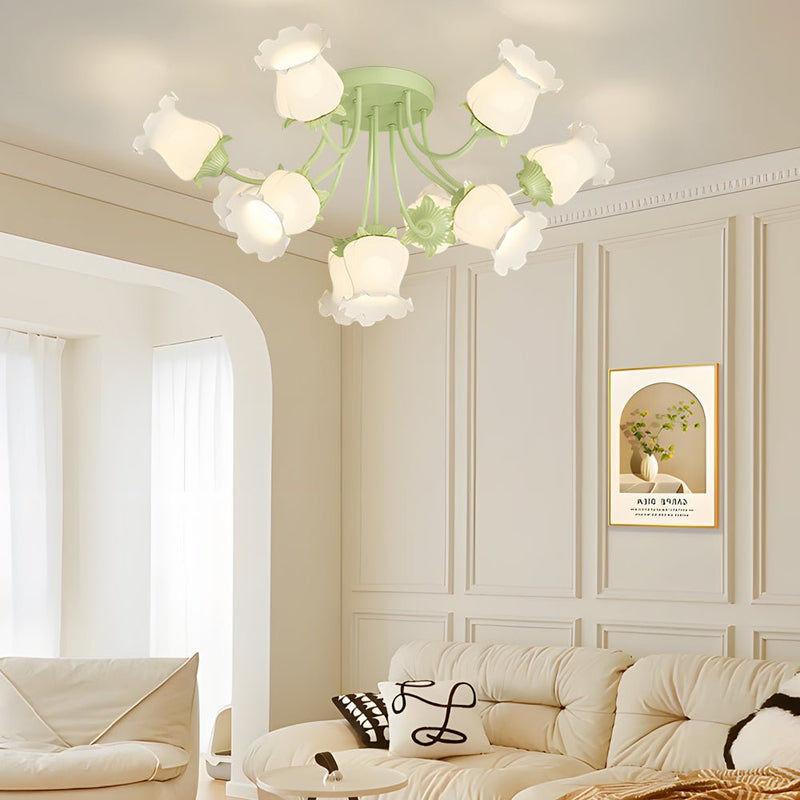 Modern 3-Step Dimming Ceiling Light Fixture with 10 Elegant White Flower Designs - Stylish Home Lighting Solution