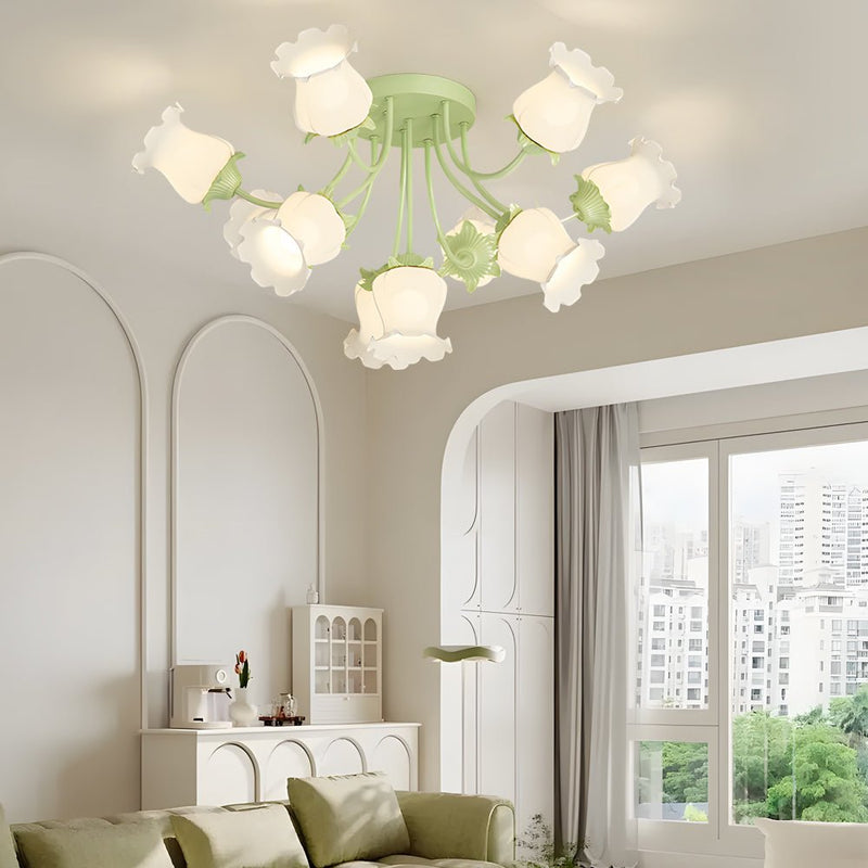 Modern 3-Step Dimming Ceiling Light Fixture with 10 Elegant White Flower Designs - Stylish Home Lighting Solution