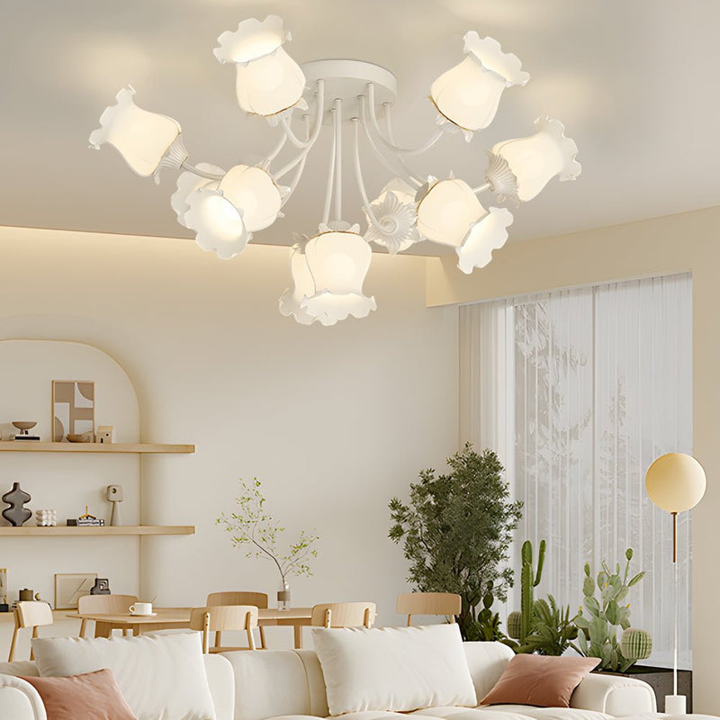 Modern 3-Step Dimming Ceiling Light Fixture with 10 Elegant White Flower Designs - Stylish Home Lighting Solution