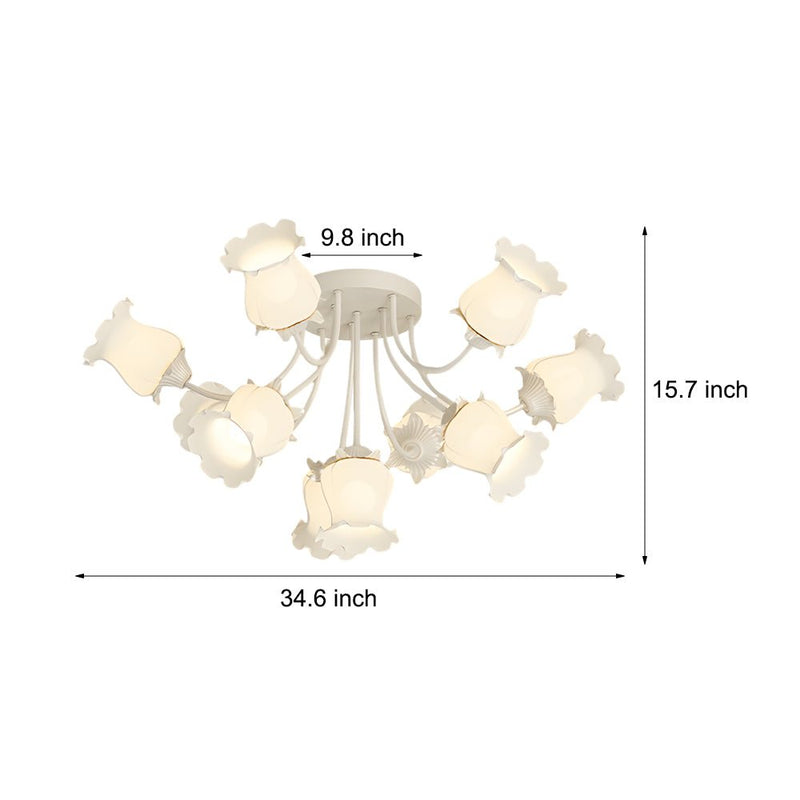 Modern 3-Step Dimming Ceiling Light Fixture with 10 Elegant White Flower Designs - Stylish Home Lighting Solution
