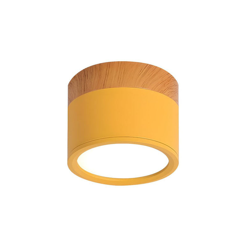 Stylish Pink Flush Wood Finish Ceiling Light - Modern Lighting Fixture for Home Decor