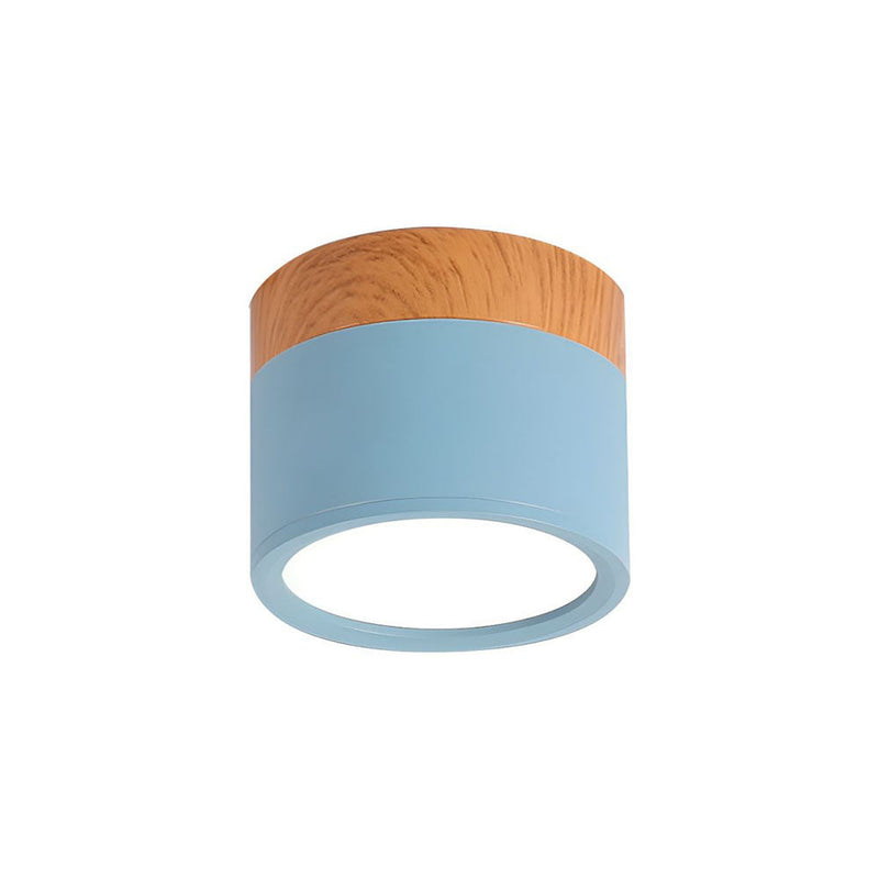 Stylish Pink Flush Wood Finish Ceiling Light - Modern Lighting Fixture for Home Decor