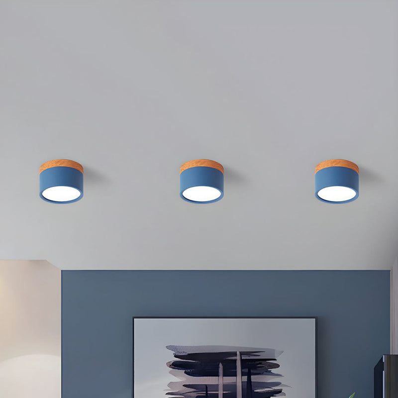 Stylish Pink Flush Wood Finish Ceiling Light - Modern Lighting Fixture for Home Decor