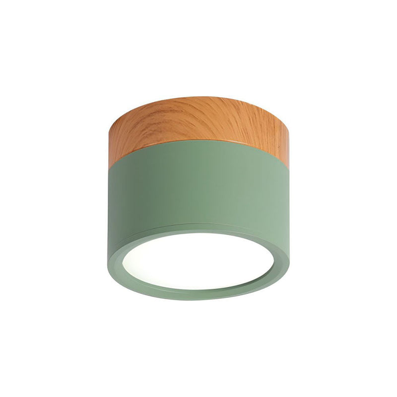 Stylish Pink Flush Wood Finish Ceiling Light - Modern Lighting Fixture for Home Decor