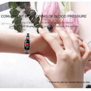 Waterproof Smart Fitness Bracelet for Women - Heart Rate & Blood Pressure Monitor, Activity Tracker, Stylish Design