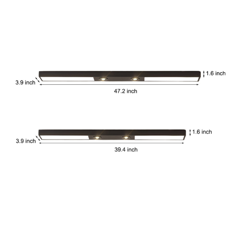 Modern Black Linear LED Flush Mount Ceiling Light - Sleek Spot Lighting for Contemporary Spaces