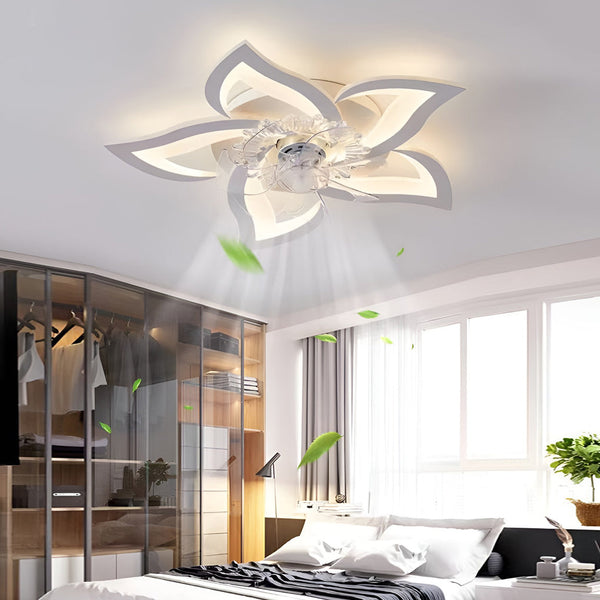 Nordic Creative Flower-Shaped LED Ceiling Fan Light with 3-Step Dimming - Modern Home Decor