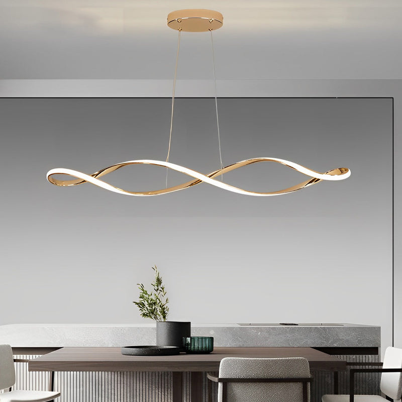 Modern Electroplating LED Chandelier with Stepless Dimming - Creative Waves Design
