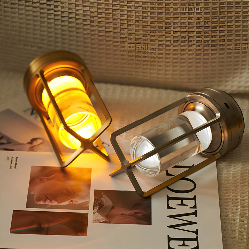 Cordless Portable Lantern Table Lamp with USB Charging - Touch Dimming Night Light for Home & Outdoor Use