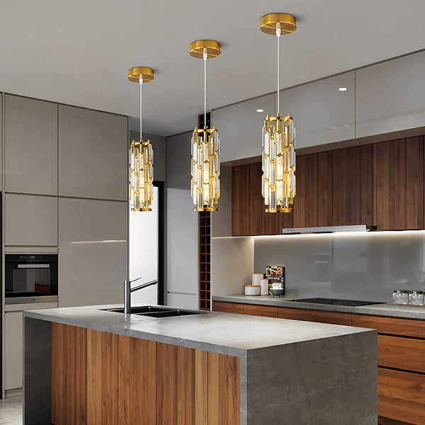Industrial Style Iron & Crystal Glass Chandelier Pendant Light - 1 Piece Creative Home Decor Lighting Fixture for Modern Interiors