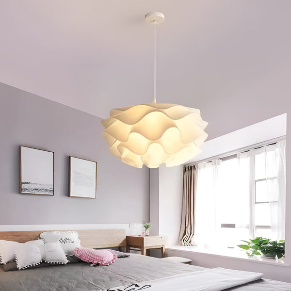 Nordic Flower-Shaped LED Chandelier Pendant Light - Three-Step Dimming, Elegant White Design