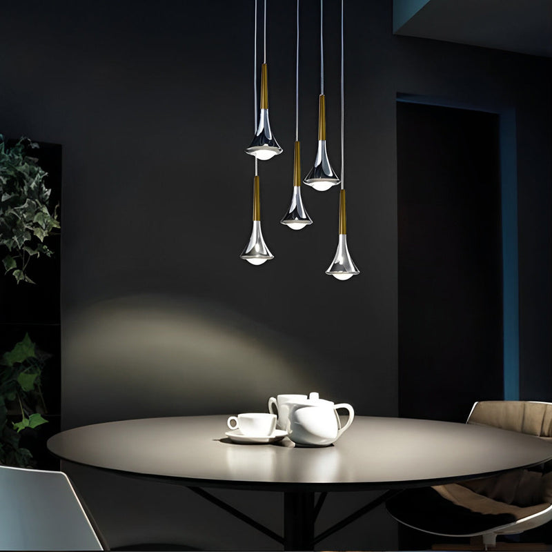 Nordic 1-Light Water Drop Metal LED Pendant Chandelier for Staircase - Modern Small Lighting Fixture