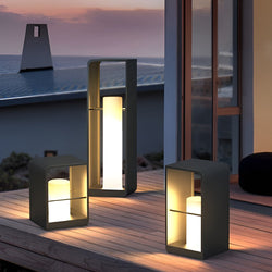 Modern Waterproof Black Rectangular Solar Lanterns - Stylish Outdoor Lighting for Gardens & Patios
