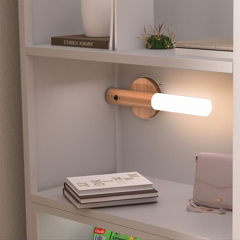 LED Wall Light with Motion Sensor - Stylish Wooden Lamp for Home Decor