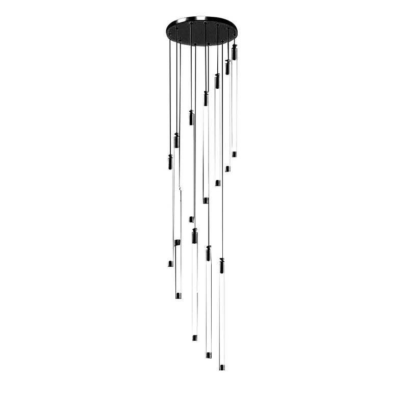 Modern Spiral Duplex LED Chandelier - Creative Long Tube Ceiling Light for Staircases