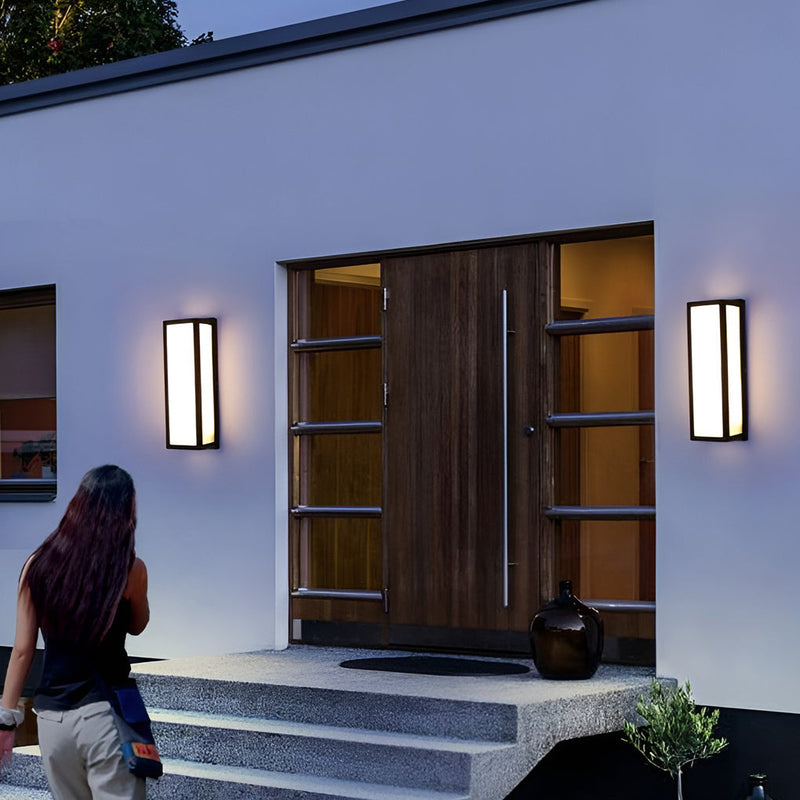 Modern Black Rectangle LED Waterproof Motion Sensor Wall Sconce - Stylish Outdoor Lighting Fixture