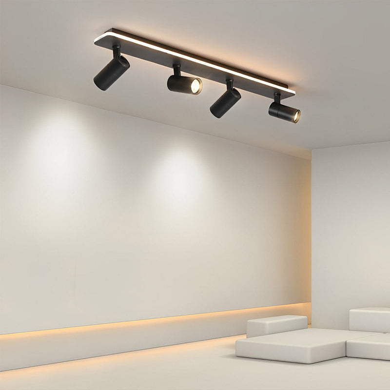 Minimalist Adjustable LED Flush Mount Spotlight - 2/3/4 Light Long Rectangular Design for Modern Home Lighting