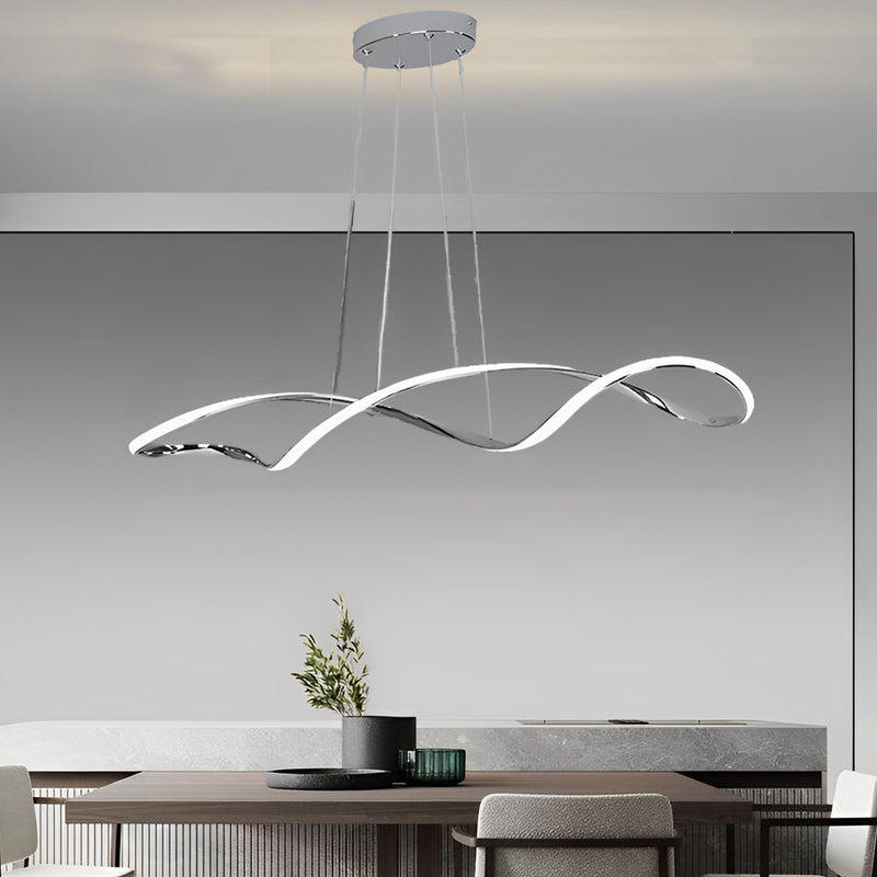 Modern Electroplating LED Chandelier with Stepless Dimming - Creative Waves Design