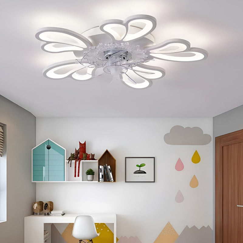 Nordic Creative Flower-Shaped LED Ceiling Fan Light with 3-Step Dimming - Modern Home Decor