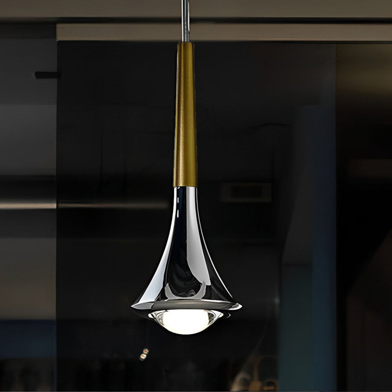 Nordic 1-Light Water Drop Metal LED Pendant Chandelier for Staircase - Modern Small Lighting Fixture