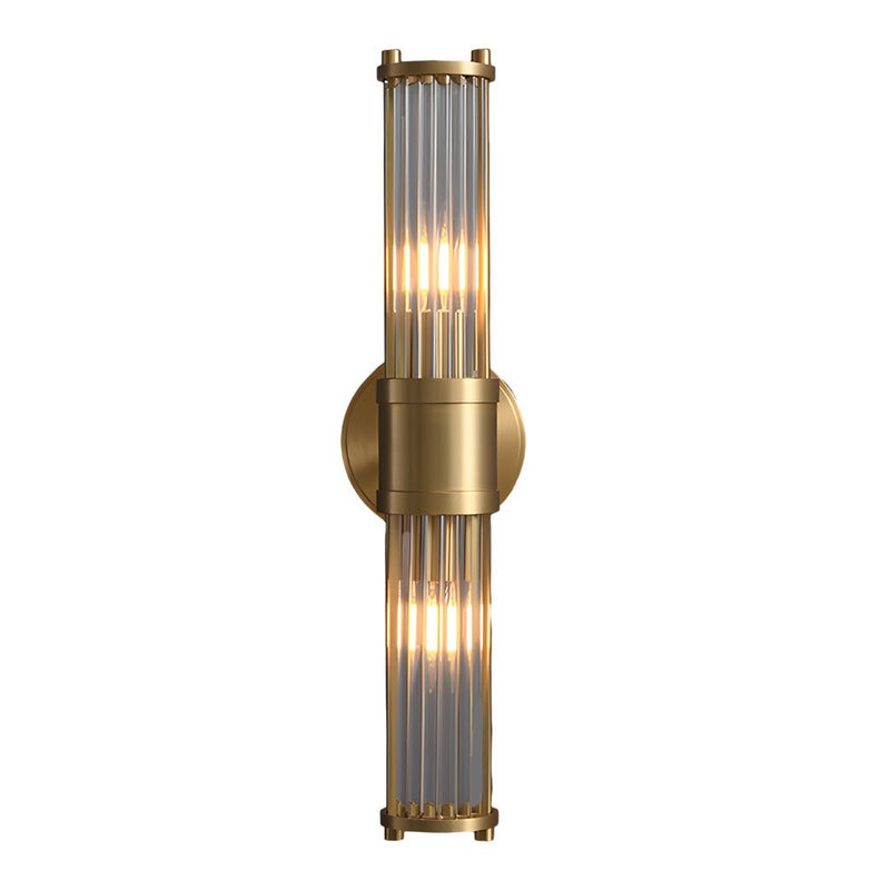 Modern 1/2-Light Chrome and Gold Wall Sconce with Clear Cylinder Glass Shade - Elegant Lighting Fixture for Home Decor