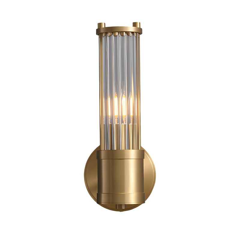 Modern 1/2-Light Chrome and Gold Wall Sconce with Clear Cylinder Glass Shade - Elegant Lighting Fixture for Home Decor