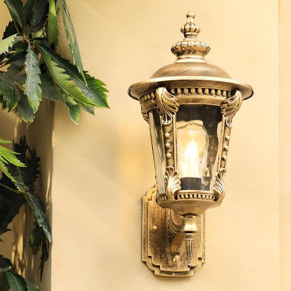 Vintage Outdoor Glass Wall Lantern Light - Elegant Rustic Design for Patios & Gardens