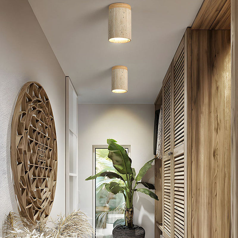 Modern Wood Cylinder Flush Mount Ceiling Light Fixture - Stylish & Energy-Efficient Lighting for Home Decor