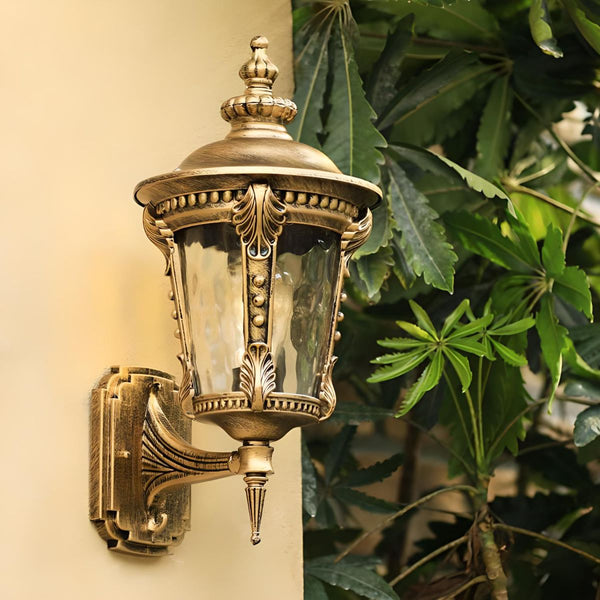 Vintage Outdoor Glass Wall Lantern Light - Elegant Rustic Design for Patios & Gardens