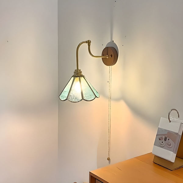 Vintage Brass Glass Shade Wall Light - Elegant Retro Wall Sconce for Home Decor