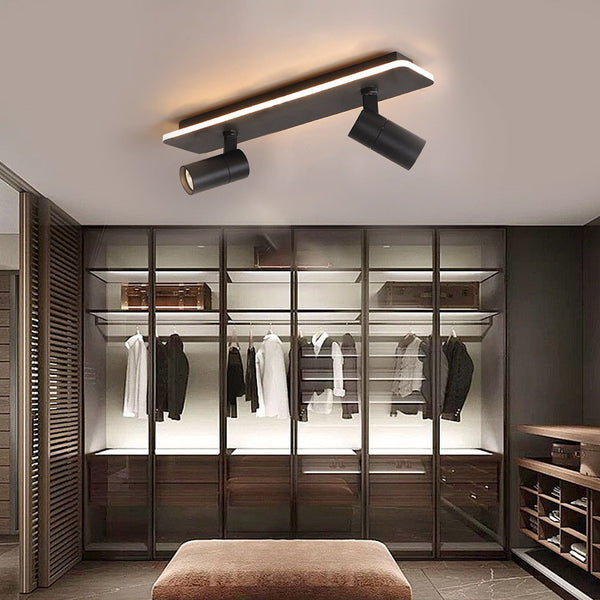 Minimalist Adjustable LED Flush Mount Spotlight - 2/3/4 Light Long Rectangular Design for Modern Home Lighting
