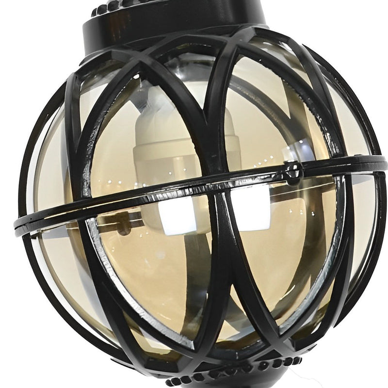 European Retro Pendant Light - Aluminum & Glass Hanging Ball for Outdoor Ceiling Illumination